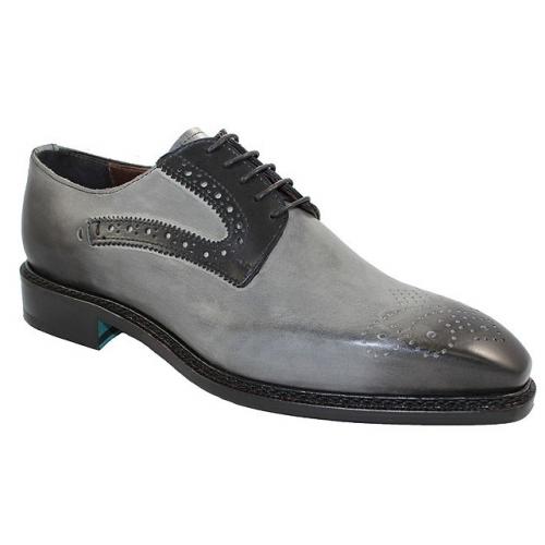 Emilio Franco "EF15177" Grey / Black Genuine Calf Perforated Shoes